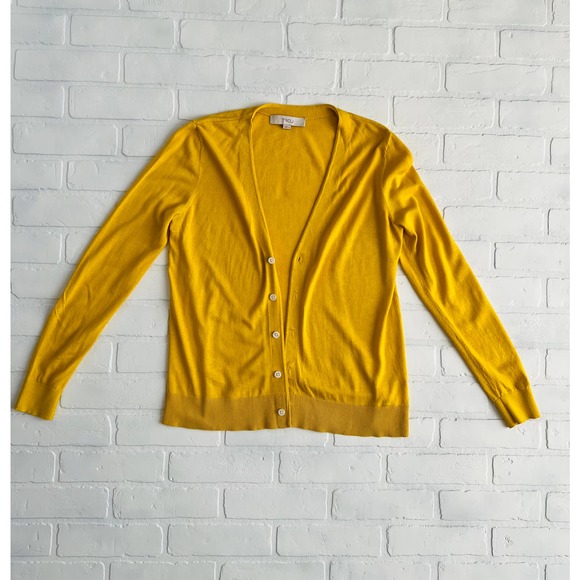 LOFT Button Down Cardigan Mustard Color- sz S - Picture 2 of 5